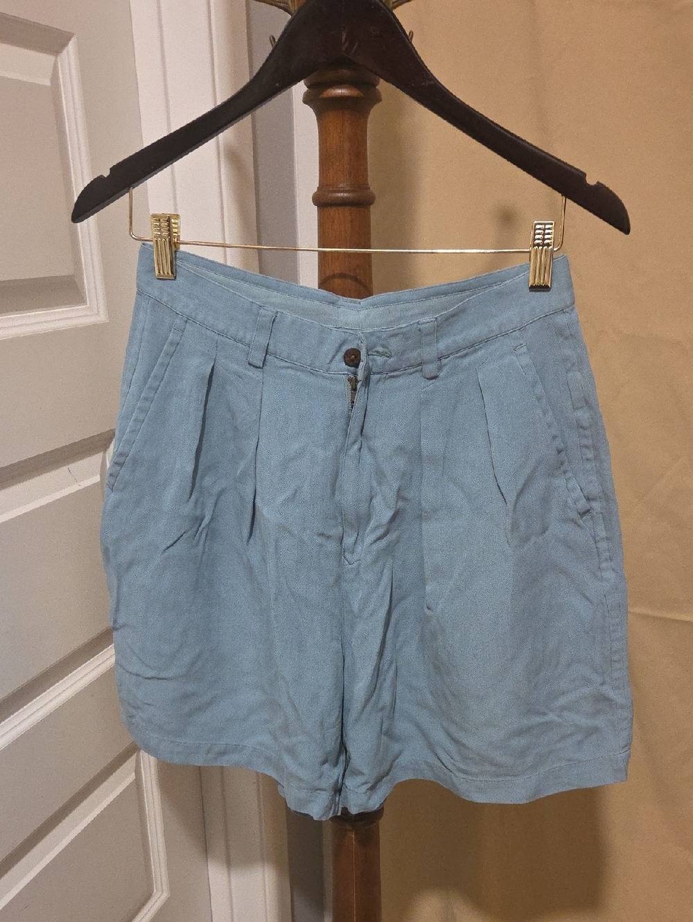 Tommy Bahama Light Blue High Waist Pleated Silk Shorts